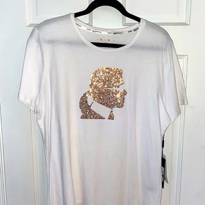 Karl Lagerfeld Women's Gold Sequin T-shirt